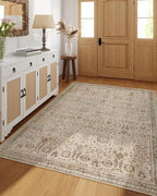 Lahome Boho Beige Fall Rugs for Living Room, Washable Bedroom Area Rug 5x7 Non-Slip, Soft Vintage Stain Resistant Nursery Carpets for Home Decor Non-Shedding, Soft Amber