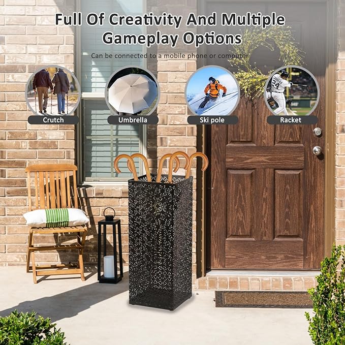 Metal Umbrella Holder Square Umbrella Stand Iron Umbrella Bucket Umbrella Stand Stable Umbrella Bucket Large Storage Space Umbrella Stand Suitable for Umbrellas (Black)