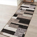 FlyDOIT Modern Geometric Patchwork Area Rug, 2.7x8 Chocolate Runner Rugs for Living Room, Rockwood Collection Indoor Rugs for Bedroom, Throw Carpet Floor Decor for Entryway Dining Room Office Nursery