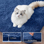 8x10 Area Rugs for Living Room Bedroom: Ultra Soft Fluffy Shag Rug Upgrade Non-Slip Non-Shedding Large Fuzzy Plush Carpet Indoor Floor Carpets for Kids Room Playroom Nursery Dorms Home Decor Blue