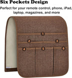 Teniux Remote Control Holder Armchair Caddy for Recliner Couch, Non-Slip Armrest Organizer with 5 Pockets for Magazine, Tablet, Phone, iPad (Brown)