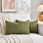 Fancy Homi 4 Packs Decorative Throw Pillow Covers for Living Room Couch Bed, Modern Farmhouse Boho Home Décor Accent Cushion Case, 20" x 12", Moss Green