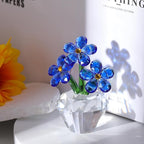 Qianwei Blue Forget Me Not Crystal Flowers - Sympathy Glass Flowers Collectible Figurines Decor Paperweight Ornament Home Office Table Desk Decorations