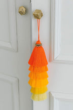 Tassellini Multi-Colored Layered Large Cotton Tassel with Hanging Loop for Furniture Décor, Home or Handbag Accessory (Red)
