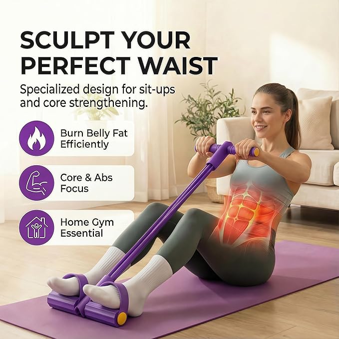 Pedal Resistance Band with Handle, 6-Tube Foot Pedal & Ankle Puller Exercise Band for Full Body Workout, Multifunction Home Gym Equipment for Arms, Legs, Abdomen, Waist Training