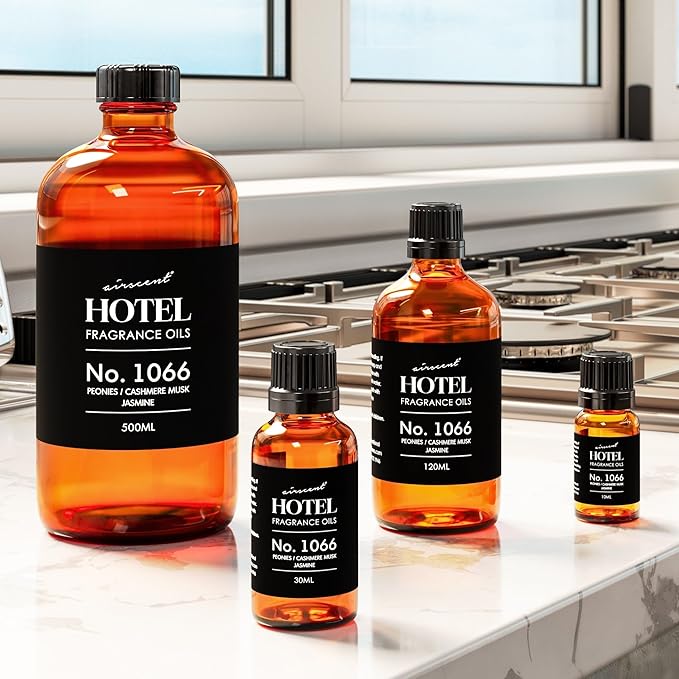 AirScent Hotel Diffuser Oil No. 1066 - Peonies Cashmere Jasmine - Premium Fragrance Oil for Ultrasonic and Waterless Diffusers and Crafting - 500 mL, 16.9 fl oz Glass Bottle