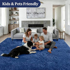 6x9 Area Rugs for Living Room Bedroom: Ultra Soft Fluffy Shag Rug Upgrade Non-Slip Non-Shedding Large Fuzzy Plush Carpet Indoor Floor Carpets for Kids Room Playroom Nursery Dorms Home Decor Blue