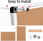 Extra Large Cork Bulletin Board 72" X 48", Foldable Notice Pin Board for Wall, Silver Aluminum Framed 6'x4' Corkboard, Wall Mounted Noticeboard with 36 Push Pins for School, Home & Office