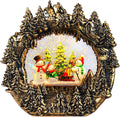 Christmas Snow Globe Lantern Water Glittering Lantern with Snowman 8 Music Songs & 6H Timer Christmas Snow Globes USB & Battery Operated for Christmas Festival Decorations Gifts (Bridge-Snowman)