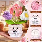 Gifts for Mom from Daughter Son, Mom Birthday Gifts, Gift for Moms Mother in Law Step Mama Mommy, Mother's Day Birthday I Love You Present for Moms, Cute Handmade Crochet Positive 3 Flowers Doll