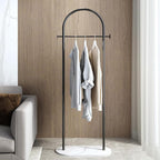 Freestanding Clothing Rack with Marble Base,Modern Black Arch Garment Rack for Small Spaces,Sturdy Metal Coat Rack,Clothes Racks for Hanging Clothes in Bedroom,Closet,Entryway,Boutique Display