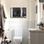 Funny Bathroom Wall Decor Black and White Wall Art - Classic Movie Posters Canvas Print, Vintage Funny Wall Art for Office Lounge Area Restroom Bathroom Decor 16x24 inch