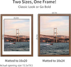 18x24 Picture Frame Brown Set of 3, Display Pictures 16x20 with Mat or 18 x 24 Without Mat, Poster Frames 18x24 for Wall Hanging Horizontal and Vertical