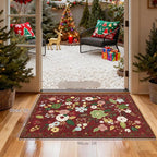 U'Artlines Colorful Floral Indoor Door Mat Entrance Rug 2'x3'Soft Non Slip Machine Washable Red Christmas Area Rug Small Carpet for Entryway Kitchen Bathroom Bedroom (Red)