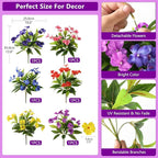 Artificial Fake Flowers for Outdoor, 6 Bundles UV Resistant Faux Plants Decoration Silk Flowers No Fade Plastic Flowers for Outside Planters Home Porch Patio Yard Garden Decor