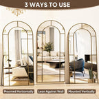 Antok 81" x 41" Full Length Mirror, Floor Mirror Arched Window Decorative Mirror, Metal Framed Decor Farmhouse Floor Mirrors Art Pane Mirrors Wall Decor for Bedroom, Living Room, Entryway Black