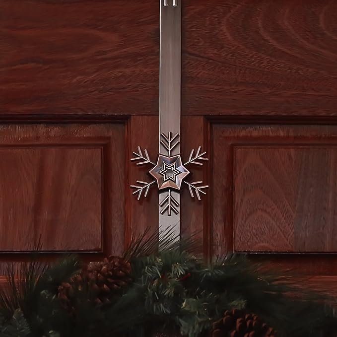 Haute Decor Adapt Adjustable Length Wreath Hanger with Interchangeable Icons (Oil Rubbed Bronze-Bee/Sun/Pumpkin/Snowflake) - 4 Wreath Hangers in 1 - Sturdy Door Wreath Hanger