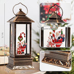 12" Christmas Snow Globe Lantern with Santa Claus - Water Glittering LED Light Lantern with Music - Vintage Xmas Angle Gift - USB Plug or Battery Operated Home Decor