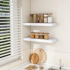 RICHFOCUS 24Inch Floating Shelves for Wall 2 Pack Shelves for Bedroom|Kitchen|Bathroom Wall Mounted Rustic Wood Floating Shelf with Invisible Brackets for Books|Storage|Decor, White
