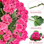 Artificial Geraniums Flowers for Outdoors Spring Decor, 4 Bundles UV Resistant Fake Geraniums Flowers Silk Faux Plants for Home Planter Gardens Table Patio Porch Indoor Cemetery Summer Decor(Color)