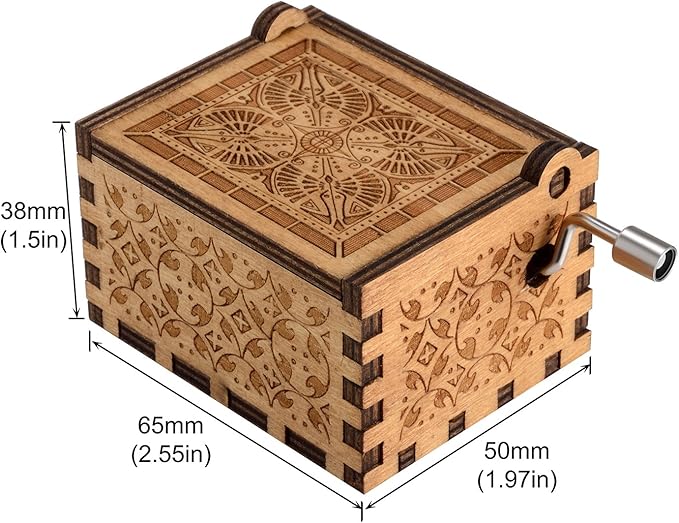 Huntmic Wooden Beauty and The Beast Music Box,Hand Crank Classic Antique Carved Wood Musical Boxes Gift for Birthday/Valentine's Day/Christmas(Beauty and The Beast)