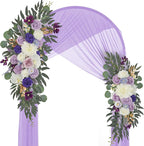 Ting's time Wedding Arch Flowers Pack of 2 Artificial Silk Large Flower Swag Purple Welcome Sign Floral Swag Reception Backdrop Floral Decor for Wedding Party Ceremony (Lilac & White)