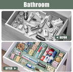 28 pcs Desk Drawer Organizer Tray, Multiple Sizes Plastic Drawer Organizer Storage, Stackable Organizer Containers For Makeup, Bedroom, Kitchen Gadgets Utensils and Office