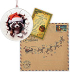 Racoon Christmas Ornaments 2025, Raccoon Funny Ornament with 2D Effect, Racoon Gifts for Women Men, Hanging Christmas Tree Decorations for Family Friends, Holiday Ornament for Raccoon Lovers