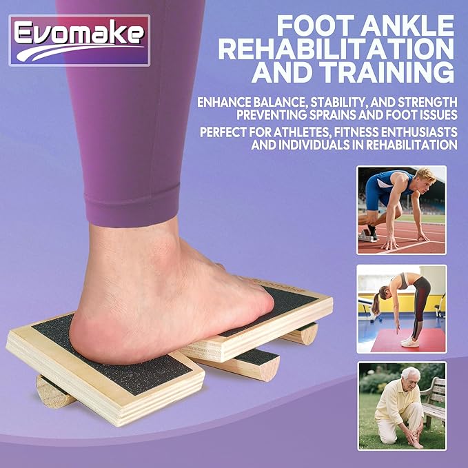 Foot Strengthener - Ankle Balance Board for Plantar Fasciitis, Foot Arch Stretcher, Sprained Ankle Recovery, Stability Exercises & Posture-Correction | Single-Leg | Non-Slip | w/Guide