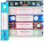 Assorted Incense Sticks Pack of 6 Premium Scents - Includes Nagchampa, Super Hit, Divine Essence, Mystic Wood, Positive Vibes, White Sage - Aromatherapy, Meditation, Relaxation, Soothing Fragrances