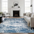6x6 Area Rug Living Room Rug: Washable Modern Abstract Soft Thin Rug Indoor Floor No Slip Stain Resistant Carpet for Bedroom Dining Room Farmhouse Nursery Home Office - Blue