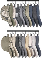 Mkono Hat Rack Wall Mount Set of 2 Hat Storage Organizer for 20 Baseball Caps, Modern Metal Closet Hat Hooks for Wall, Ball Caps Holder Organizer for Bedroom Entryroom Closet Organization, Black