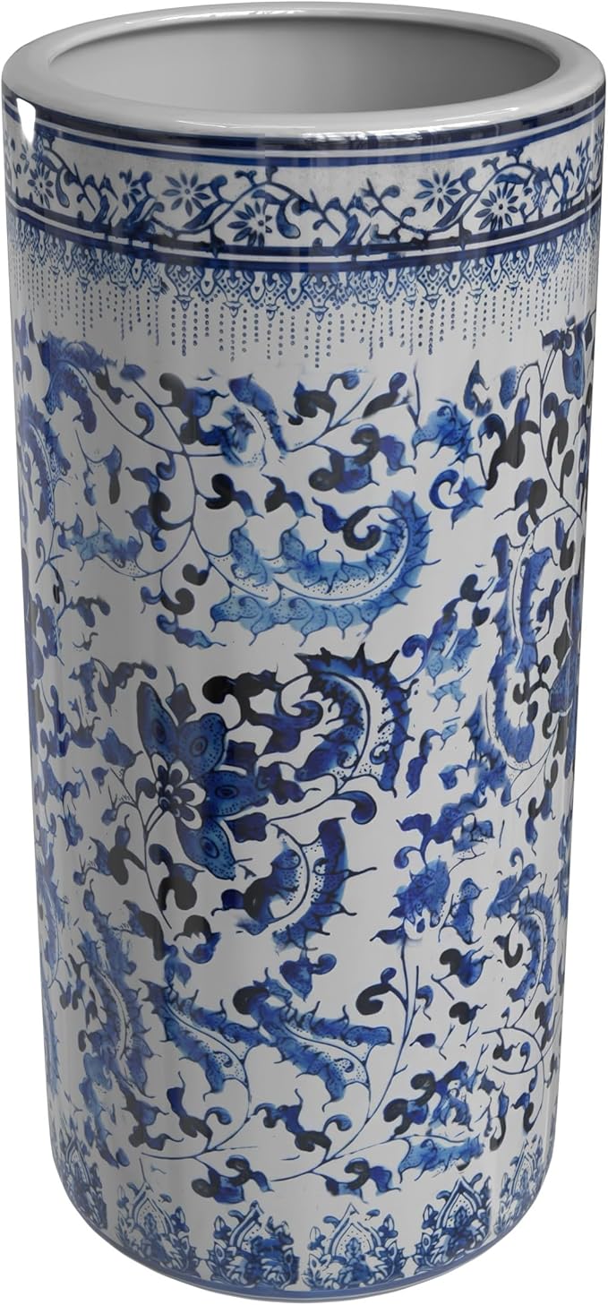 Red Lantern 18" Umbrella Stand - Blue and White Floral