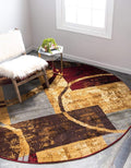 Unique Loom Barista Collection Area Rug - Kouillou (5' 3" Round, Multi/ Brown)