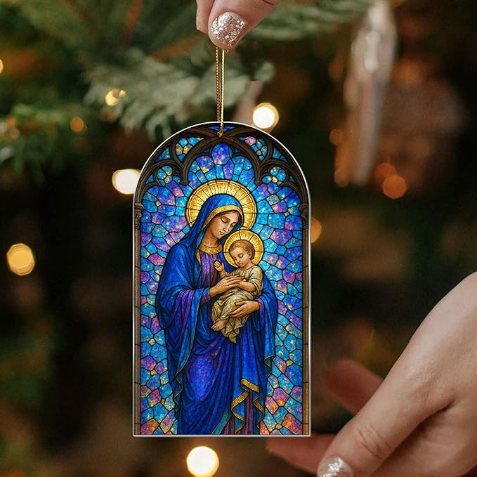 Hologram Nativity Ornament, Radiant Holy Scene Christmas Hanging Decor, Nativity Ornament, Christian Gifts for Mom, Luminous Window & Tree Decoration