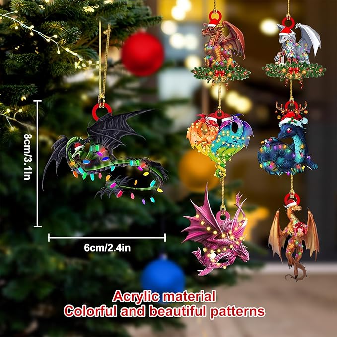 Gytera 2025 Dragon Ornaments for Christmas Tree- Dragon Hanging Acrylic Christmas Decorative Hanging Ornaments