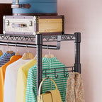 IZEUK Heavy Duty Rolling Garment Rack Wire Clothes Rack for Hanging Clothes (Black, 3 Tier with 1 Rod, 15.7" D x 45.3" W x 75.6" H)
