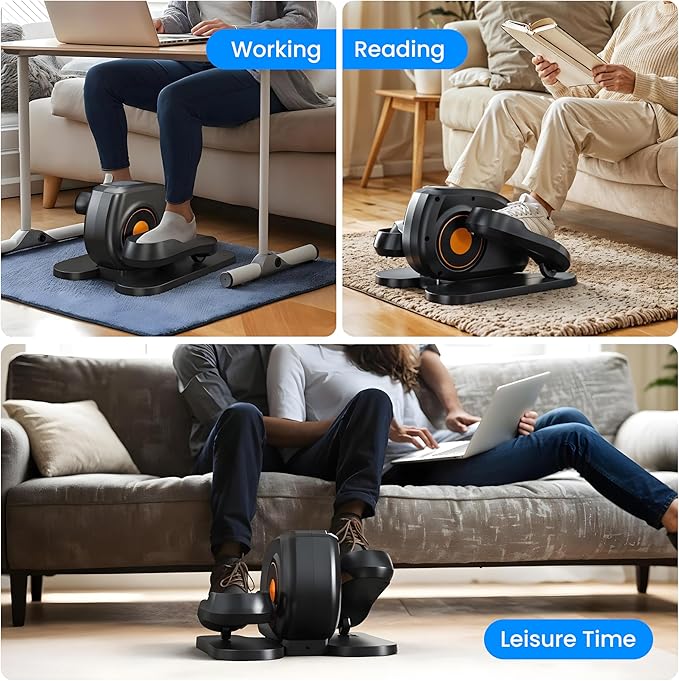 Under Desk Elliptical Machine with Remote Control, Electric Ellipse Leg Exerciser for Seniors Adults Home, 12 Adjustable Speeds, Quiet Portable Seated Pedal Exerciser, LED Monitor, Fully Assembled