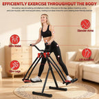 Space Walker Exercise Machine - Air Walker Elliptical Trainer Foldable Low-Impact Cardio Trainer with LCD Monitor, Extended Stride & Non-Slip Pedals for Home Gym