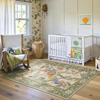 Lahome Botanical Birds 5x7 Washable Living Room Rug, Boho Green Bedroom Dining Room Rugs for Under Table, Large Vintage Indoor Floor Carpet for Home Office Entryway (5x7ft,Green)