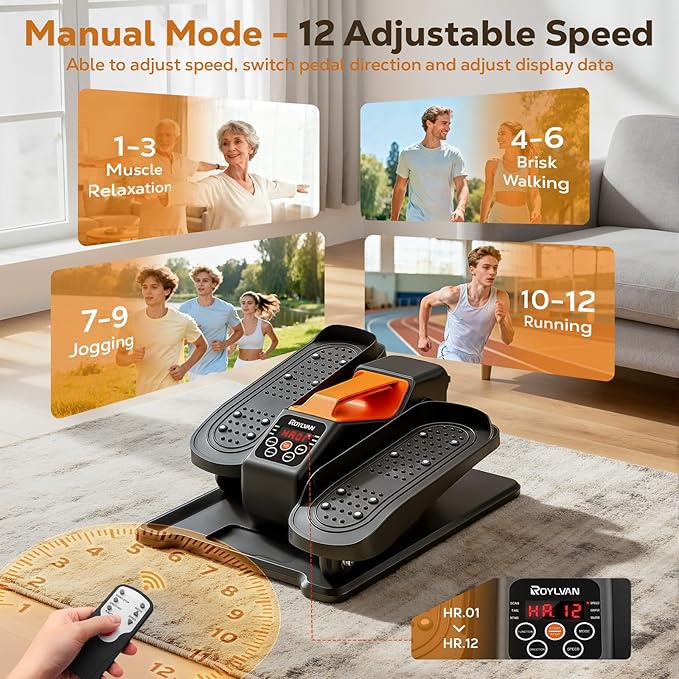Under Desk Elliptical Machine, Electric Ellipse Leg Exercise as seen on TV, Quiet Seated Pedal Elliptical for Seniors with Remote Control for Home Office, 12 Adjustable Speeds