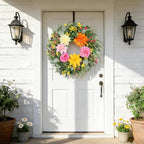 Summer Wreaths for Front Door 24 Inch, Artificial Spring Wreath with Dahlia and Peony for All Season Home Decor Easter Indoor Outdoor Wall Home Festival Celebrations