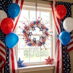 AMF0RESJ 4th of July Wreath Patriotic Wreaths for Front Door with red,White,Blue Glitter Star for Front Door Farmhouse Home Wall Independence Day Decoration