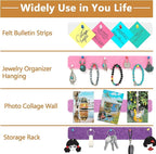 8 Packs Felt Pin Board Bar Strips Bulletin Board for Bedrooms Offices Home Wall Decoration, Notice Board Self Adhesive Cork Board with 50 Push Pins for Paste Notes, Photos, Schedules
