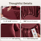 California Design Den Full Size Bed Sheets Set - Luxury 600 Thread Count Sheets, 100% Cotton Sateen, Deep Pocket Bed Sheets Full Size Set, Hotel Quality Sheets - Brick Red