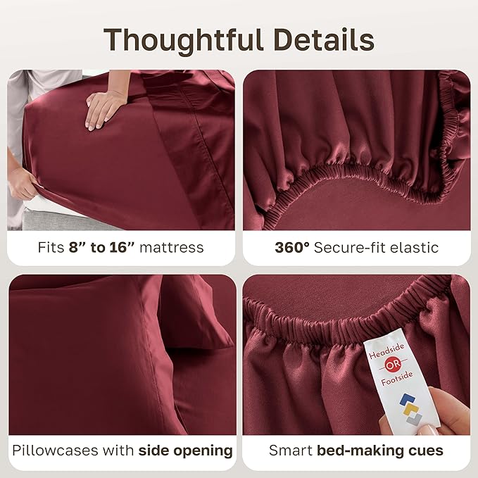 California Design Den Deep Pocket King Sheet Set - Luxury 600 Thread Count Bed Sheets 100% Cotton Sateen, Cooling King Size Sheets Set, Hotel-Quality, Better Than Egyptian Cotton Sheets - Brick Red