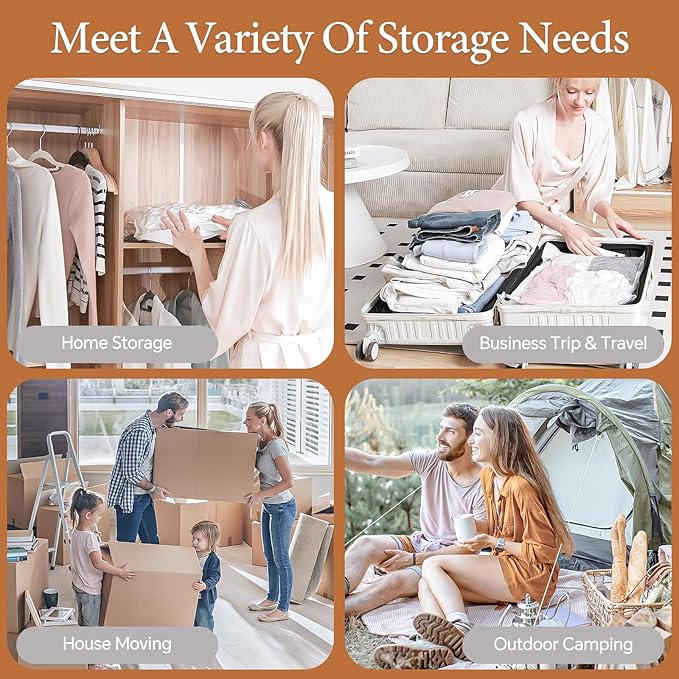 Vacuum Seal Bags for Clothing, 20 Pack Vacuum Storage Bags with Rechargeable Cordless Air Pump(5J+5L+5M+5S), Space Saver Bags for Clothes Blanket Duvets Pillows Comforters Travel