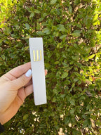 A&S Mezuzot Modern Concrete Mezuzah Case with Scroll, Easy Peel and Stick Mezuza (Ivory+ Gold Shin, 6 Inches)