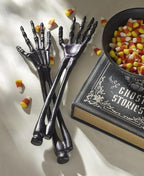 Oneida Flatware Utensil Set, Vintro Halloween Satin Black Skeleton 2-Piece Salad Servers Set, Aluminum Kitchen Utensils Set, Tongs, Black, Halloween Decor Indoor, Salad Serving Set (2 Piece, 12-inch)