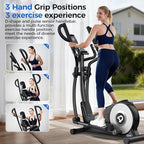pooboo Elliptical Machine, Elliptical Exercise Machine with 16-Level Resistance&Quiet Magnetic Driving System, Elliptical Machine for Home with LCD Monitor,15.5-17IN Stride, 350LBS Weight Capacity